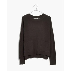 Madewell Sweater Size Xlarge Patch Pockets High Low Hem Pullover Green Boxy Fit
